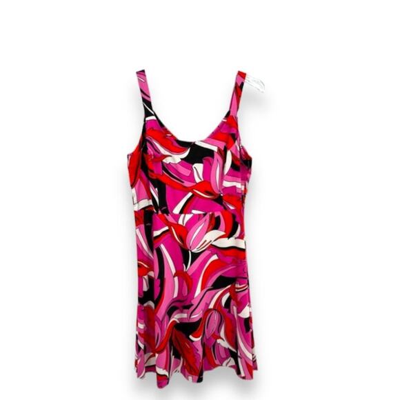 Madison Studio pink geometric print fit and flare sleeveless knee length dress - Picture 1 of 7